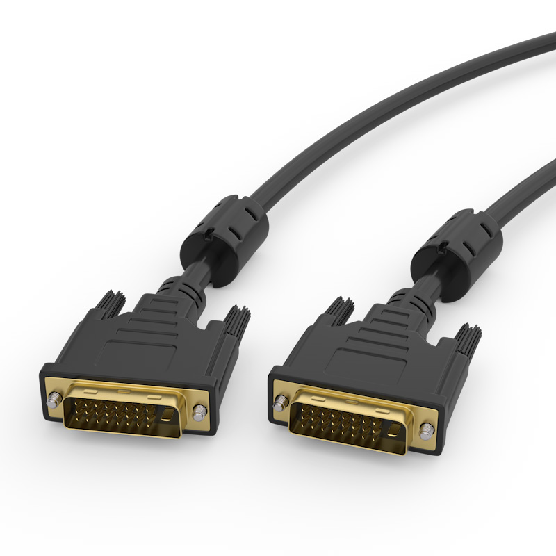 DVI光纤24+1双通道公对公铁壳镀金信号转换线高清传输视频线